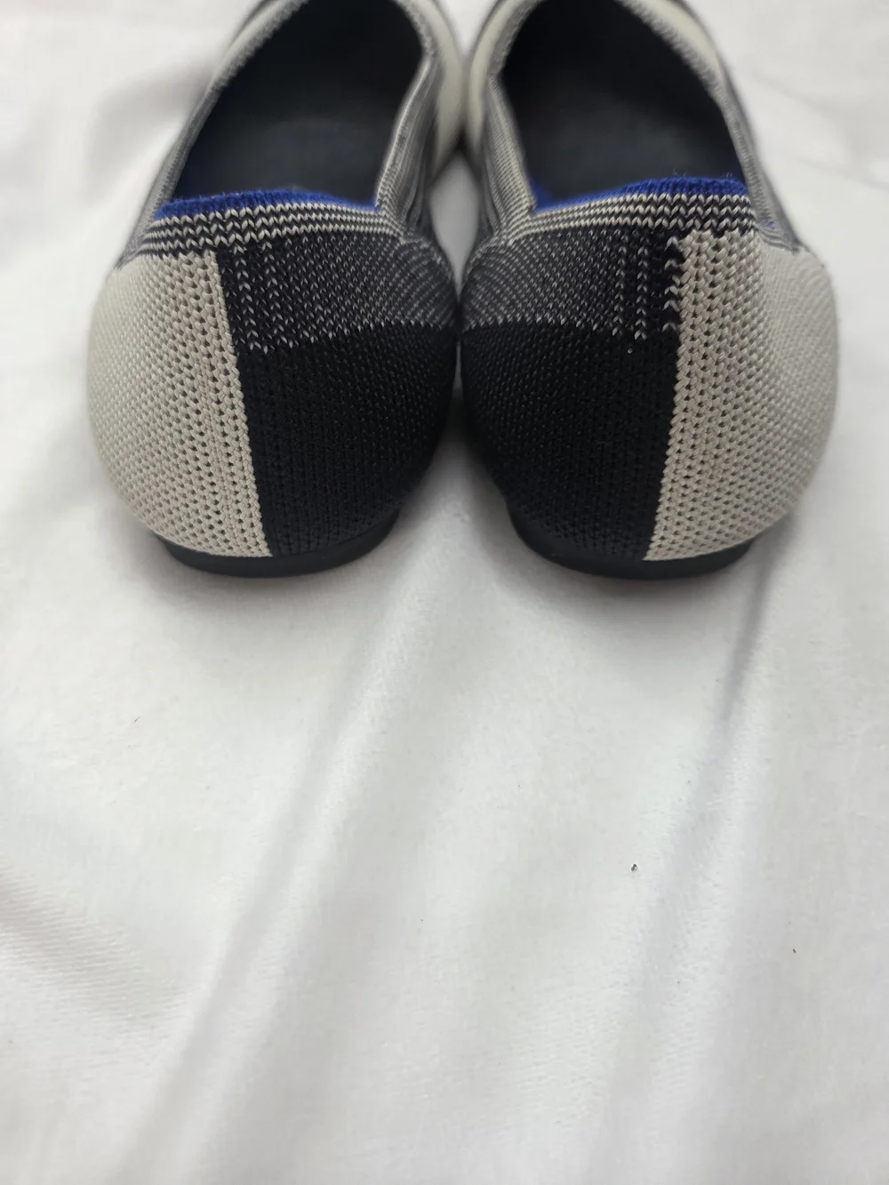Rothy's The Flat Black Cream Knit Pointed Toe Flats Women's Size 7.5